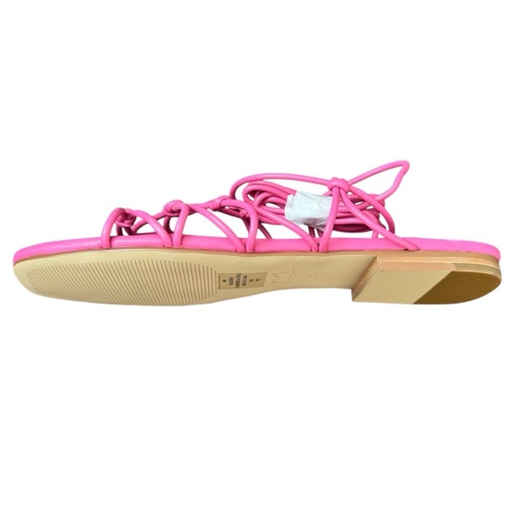Marc Fisher Pink Monnie Caged Strappy Ankle Wrap Flat Vegan Sandals New Size 8 - Picture 5 of 7